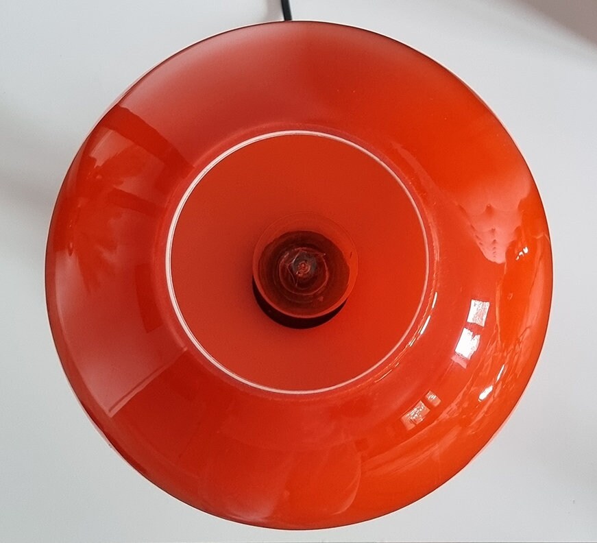 Mid-Century Modern Orange Glass Table Lamp By Štěpán Tabera, OPP Jihlava Czechoslovakia 1970's