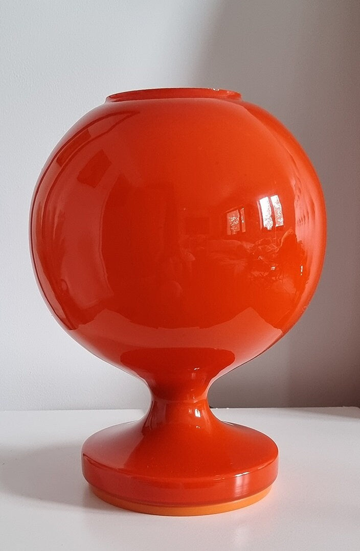 Mid-Century Modern Orange Glass Table Lamp By Štěpán Tabera, OPP Jihlava Czechoslovakia 1970's