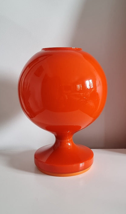 Mid-Century Modern Orange Glass Table Lamp By Štěpán Tabera, OPP Jihlava Czechoslovakia 1970's