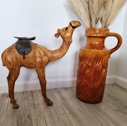 Vintage Mid-Century Leather Wrapped Camel Sculpture