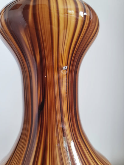 Mid-century Tall Brown Stripe Art Glass Vase