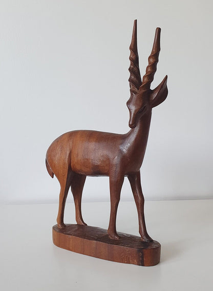 Mid-Century Modern Carved Teak Antelope/Deer/Gazelle