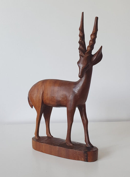 Mid-Century Modern Carved Teak Antelope/Deer/Gazelle