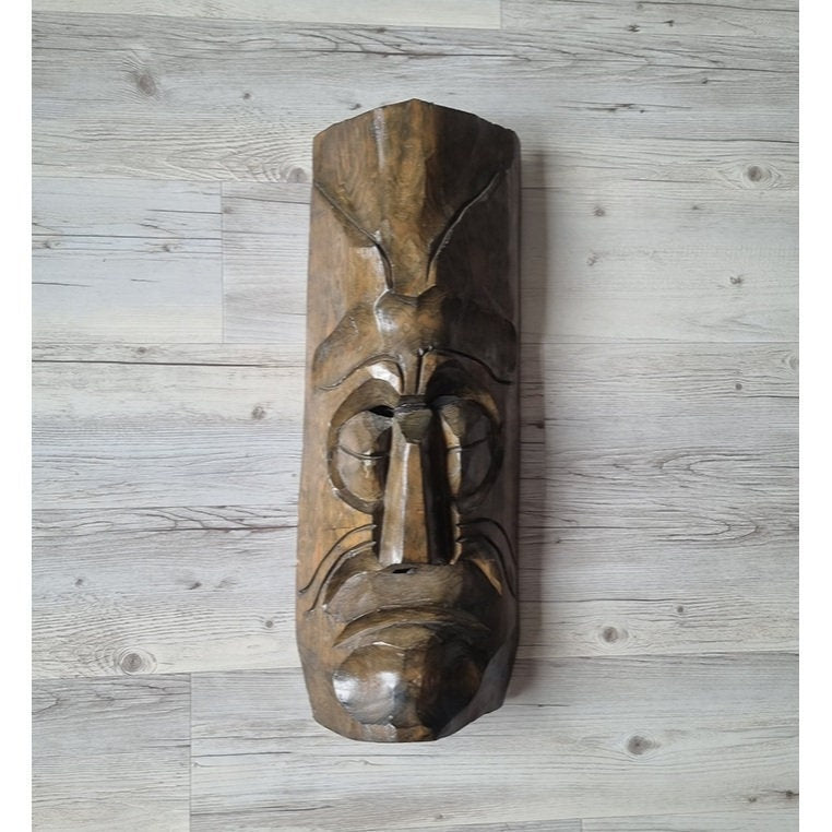 Vintage Wooden Tribal Mask Wall Art Sculpture