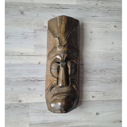 Vintage Wooden Tribal Mask Wall Art Sculpture