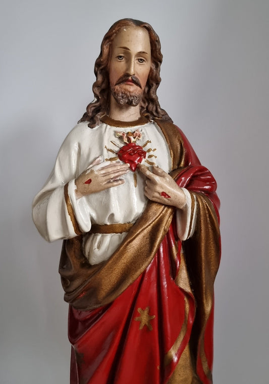Vintage Sacred Heart Of Jesus Religious Statue