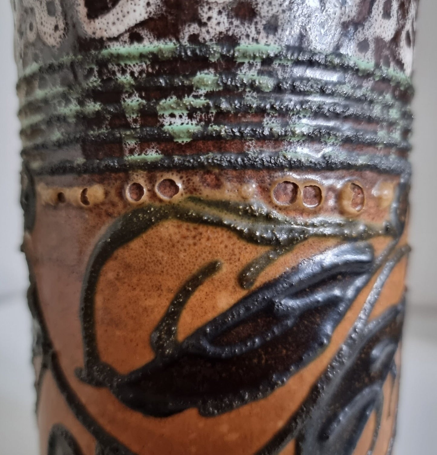 Mid-Century Hand Decorated Pottery Vase