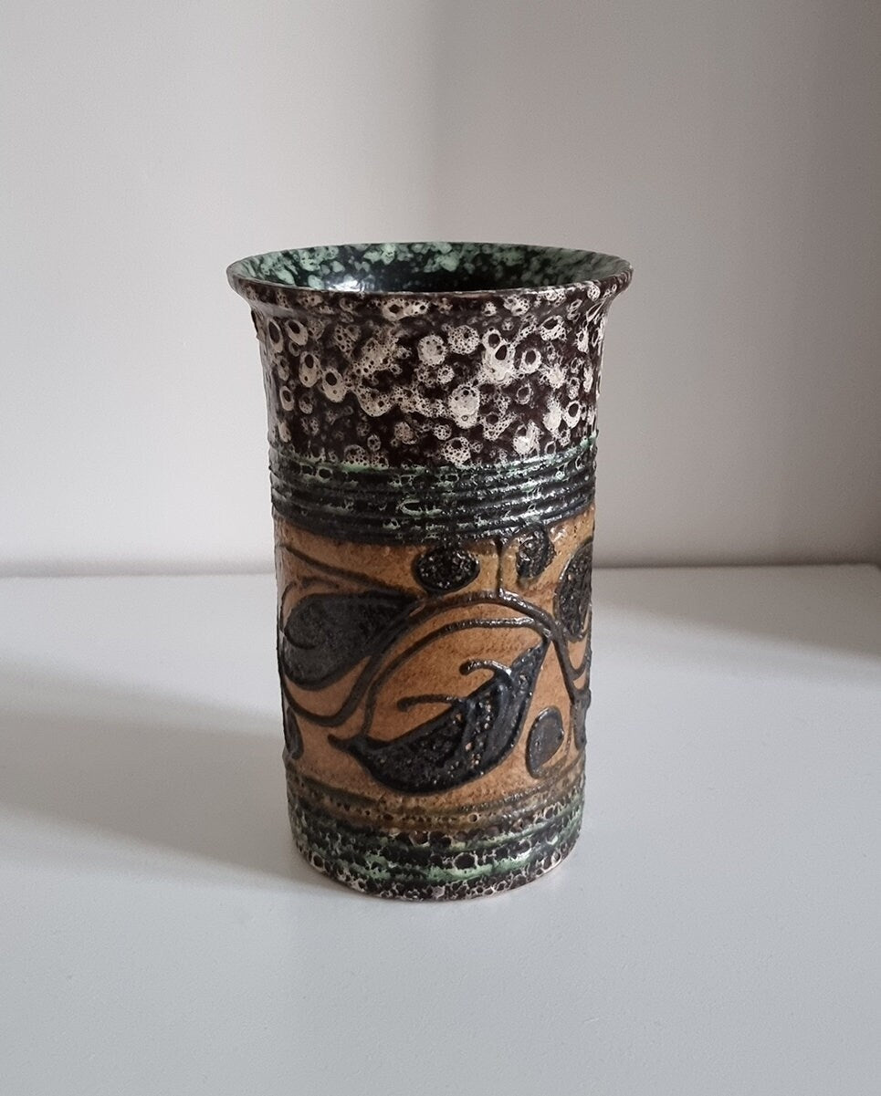 Mid-Century Hand Decorated Pottery Vase