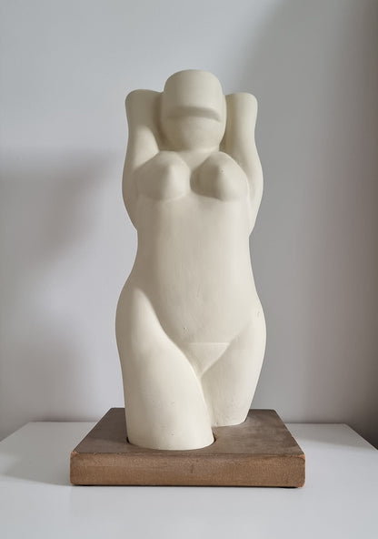 Vintage Female Torso Sculpture On Plinth