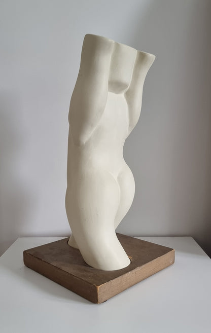 Vintage Female Torso Sculpture On Plinth