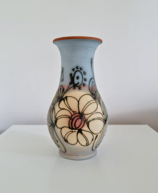 Lovely Floral Design Clay Vase