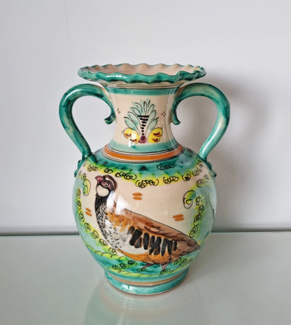 Puente Del Arzobispo Hand Painted Double Handled Pottery Vase/Jug From Spain