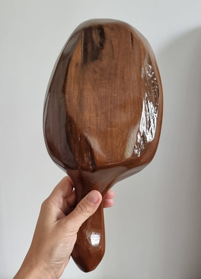 Hand Carved Wooden Bowl With Handle, Farmhouse Rustic Home Decor