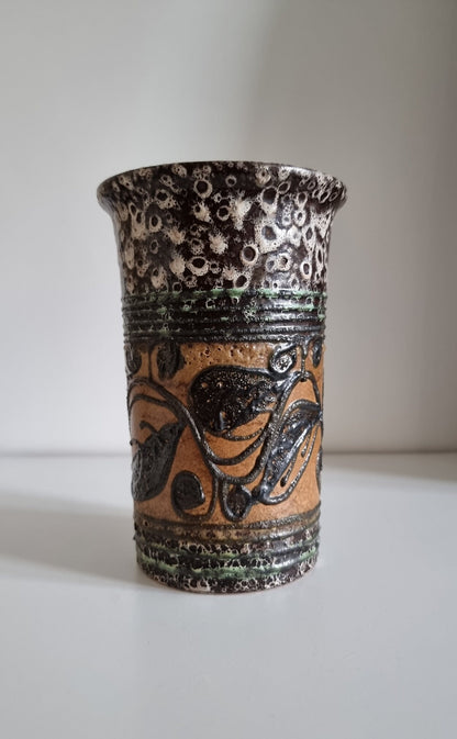 Mid-Century Hand Decorated Pottery Vase