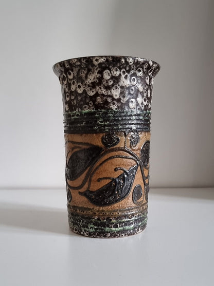 Mid-Century Hand Decorated Pottery Vase