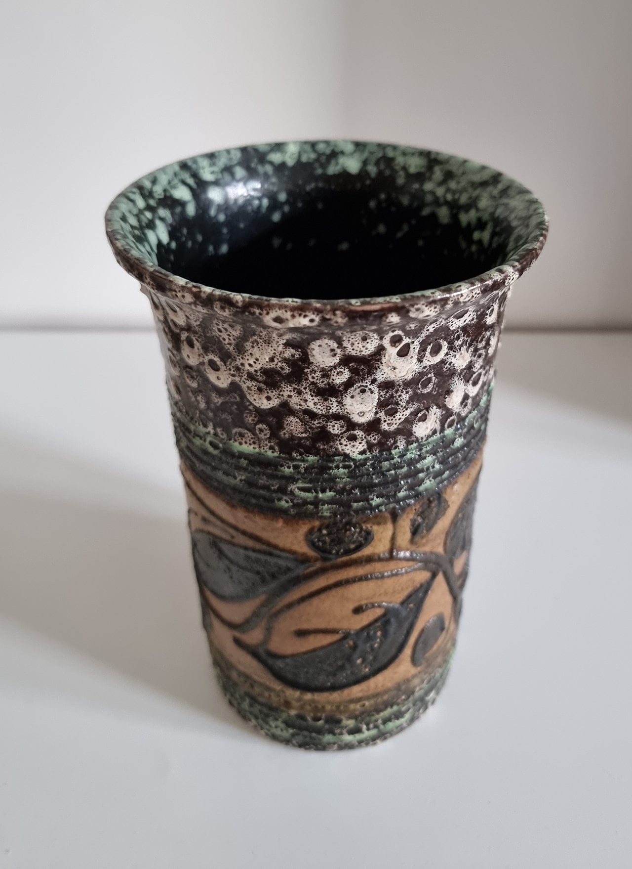 Mid-Century Hand Decorated Pottery Vase