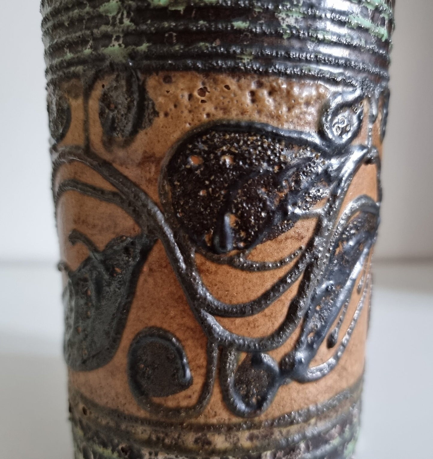 Mid-Century Hand Decorated Pottery Vase