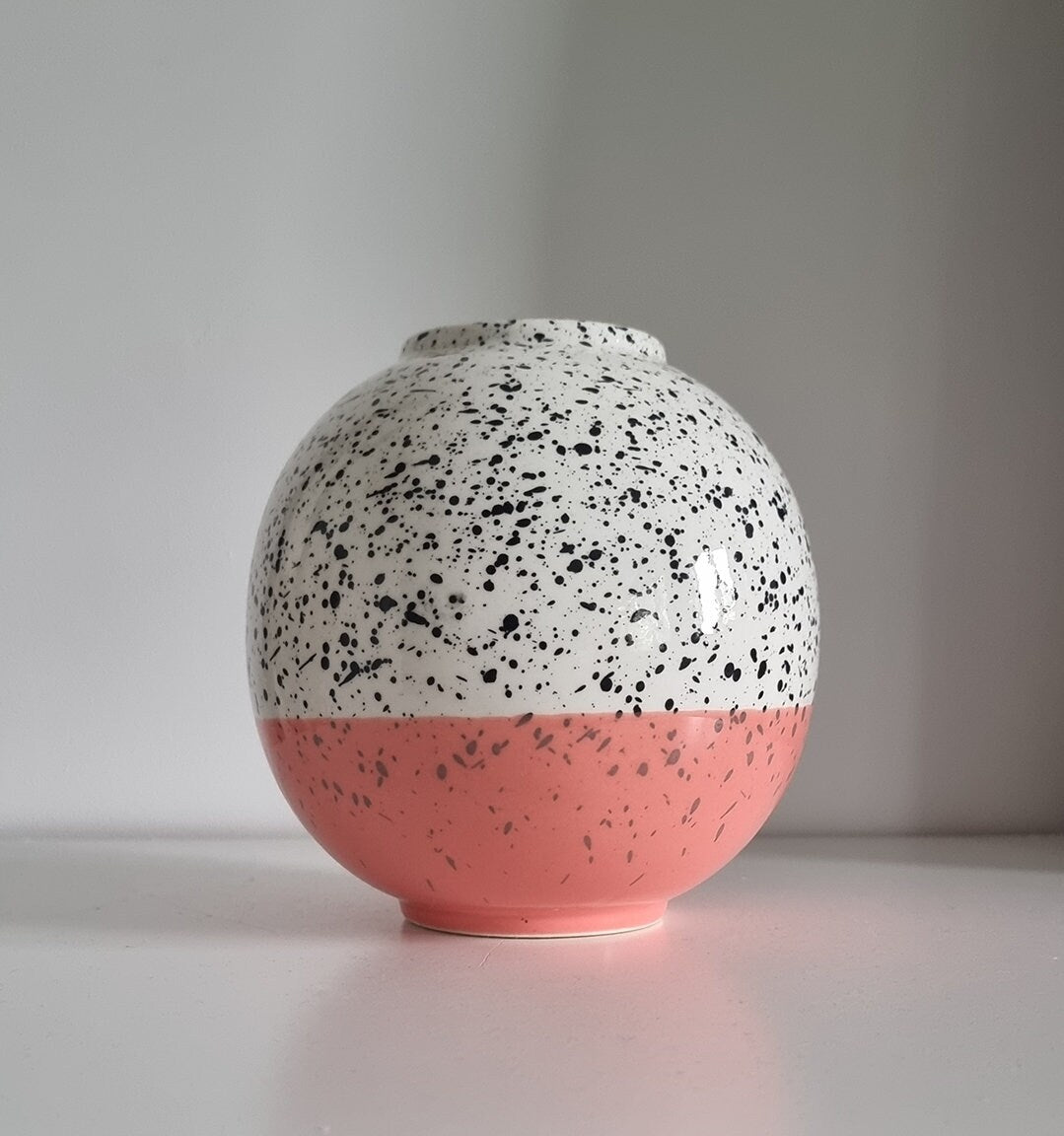 Lovely Retro Speckled Ceramic Vase