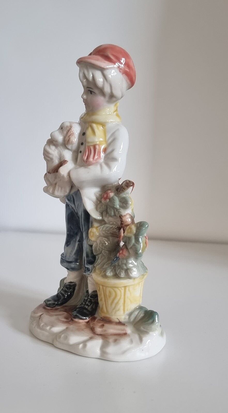 Vintage Porcelain Boy With Dog Figurine