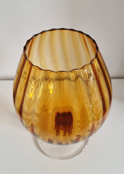 Vintage Italian Empoli Amber Optic Glass Balloon Snifter Vase