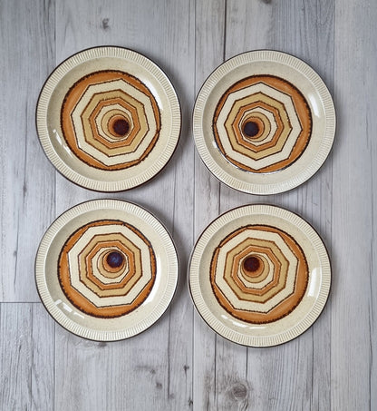 Set Of Four 1970's Poole Pottery Broadstone Vortex Tea Plates/Bread & Butter Plates