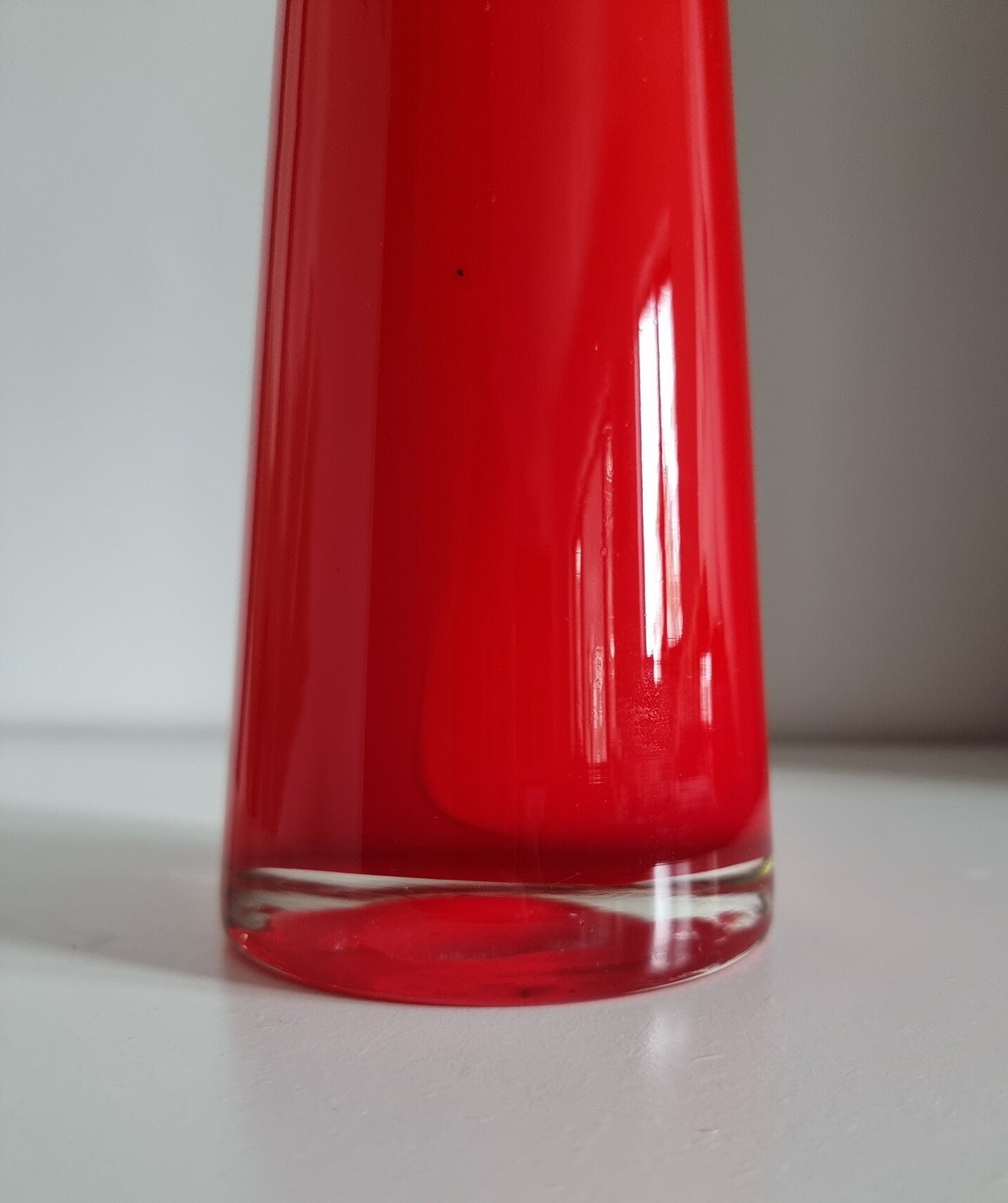 Retro Tall Cased Art Glass Vase In Red