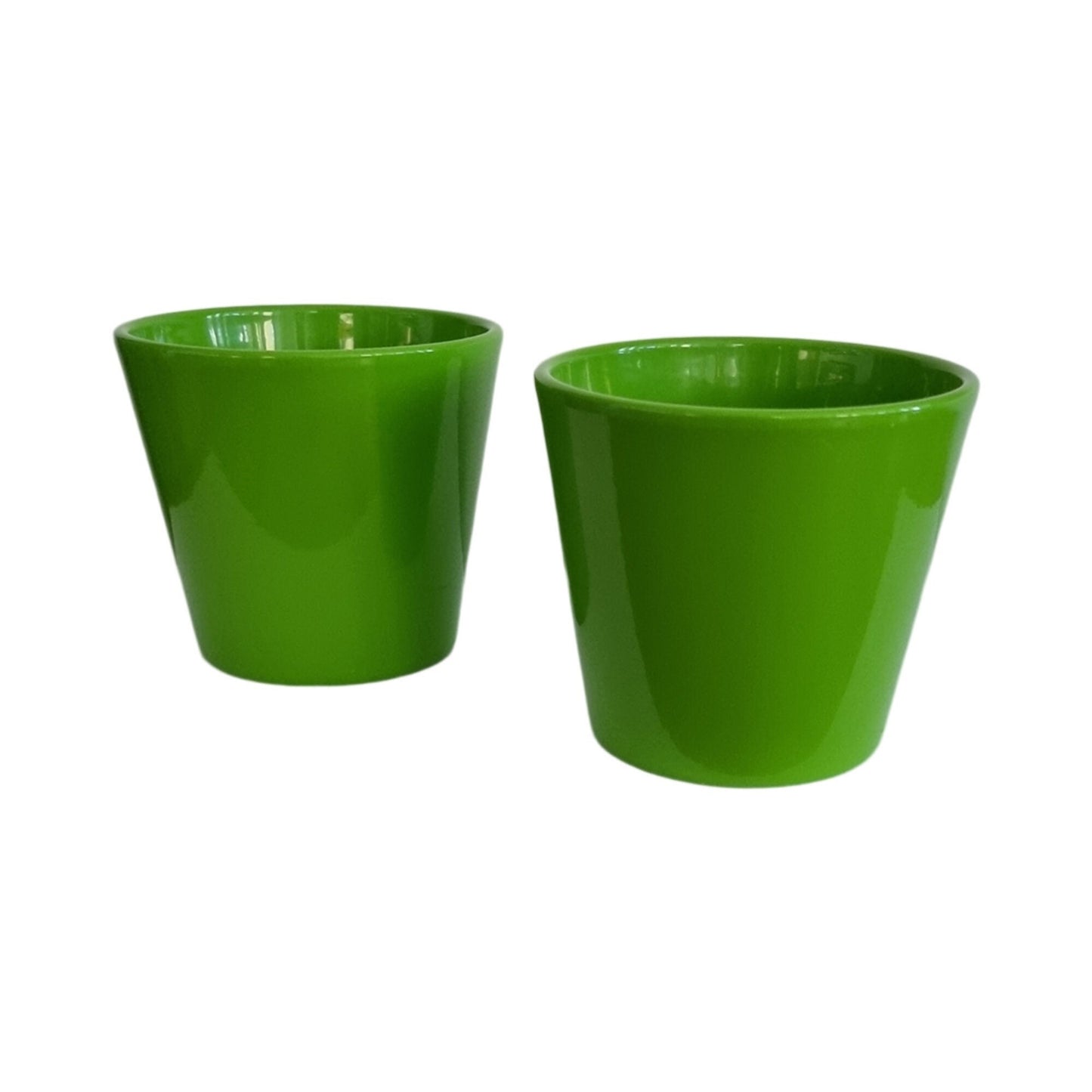 Set Of 2 Bright Green Ceramic Plant Pots