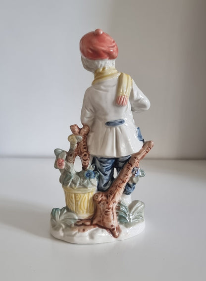 Vintage Porcelain Boy With Dog Figurine