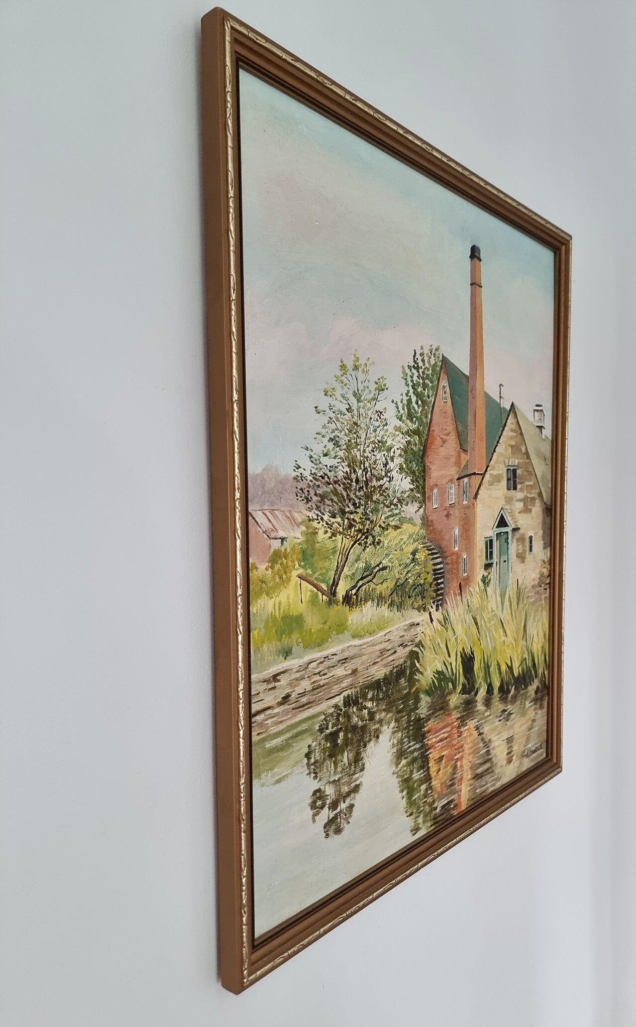 Vintage 'Mill At Lower Slaughter' Oil Painting