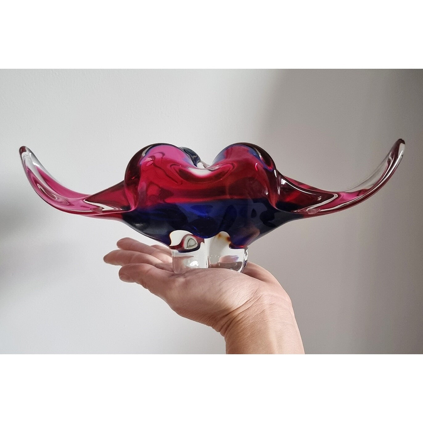 Vintage Art Glass Dish Bowl By Josef Hospodka For Chribska Glassworks