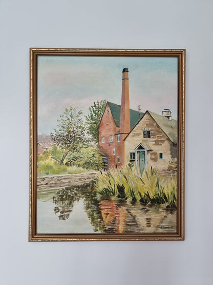 Vintage 'Mill At Lower Slaughter' Oil Painting