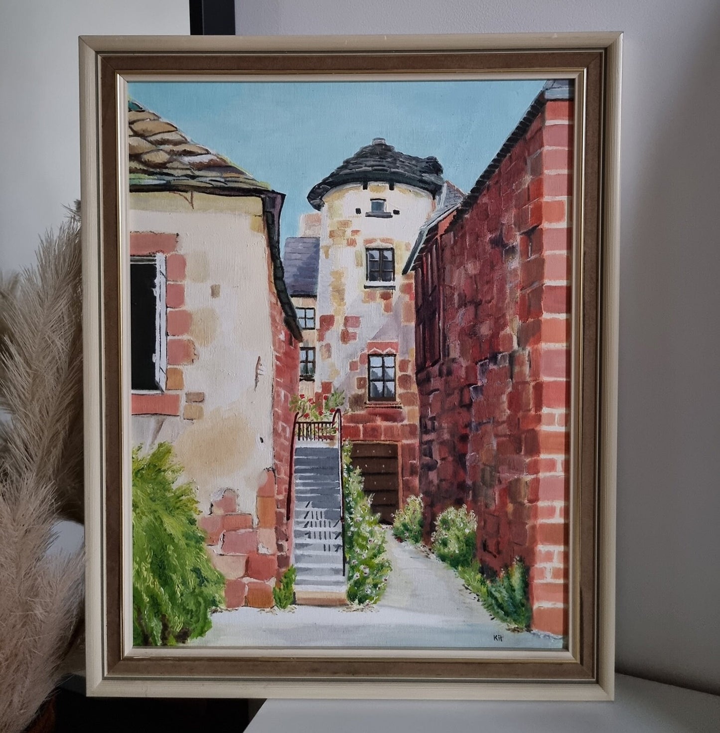 Vintage 'Rustic/Mediterranean Town' Oil Painting