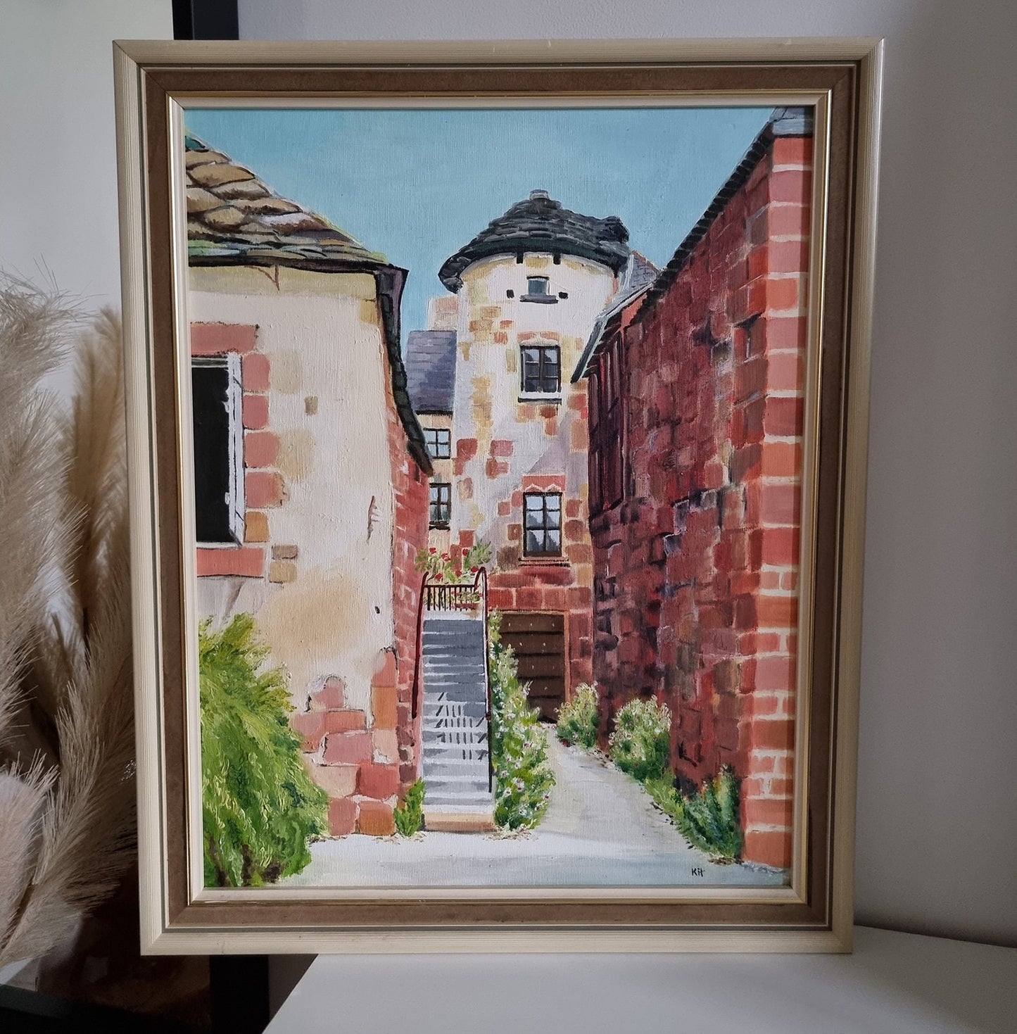 Vintage 'Rustic/Mediterranean Town' Oil Painting