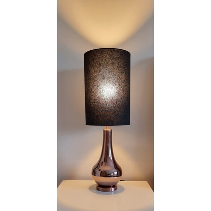 Lovely Rose Gold/Copper Colour Glass Table Lamp With Black Shade