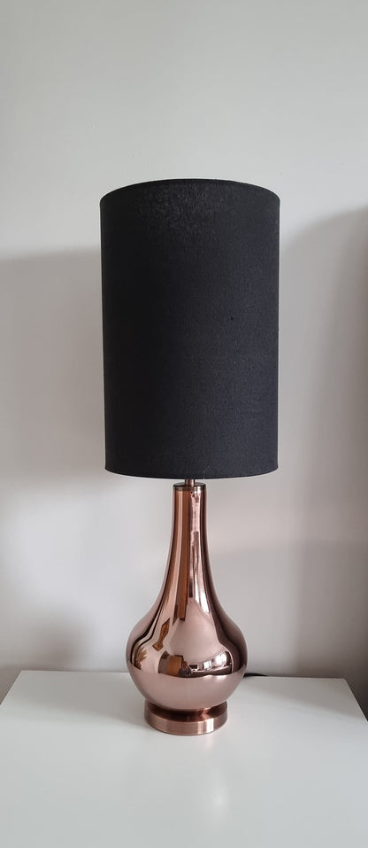 Lovely Rose Gold/Copper Colour Glass Table Lamp With Black Shade