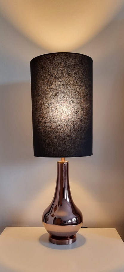 Lovely Rose Gold/Copper Colour Glass Table Lamp With Black Shade