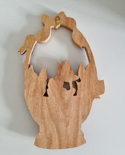 Vintage Wooden Flower Basket Wall Plaque