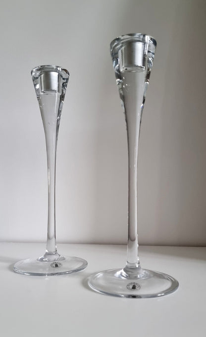 Pair Of Vintage Ikea Gästvänlig Glass Candlestick Holders Designed By Anne Nilsson