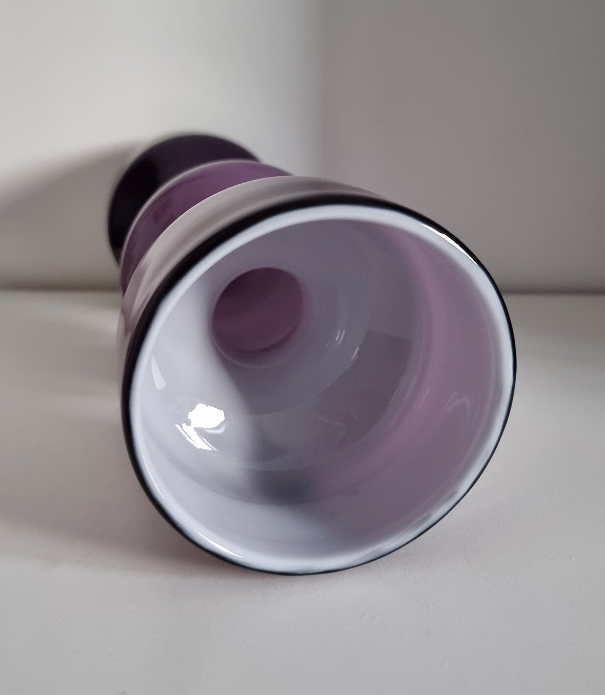 Mid-Century Modern Purple Hooped Cased Glass Vase