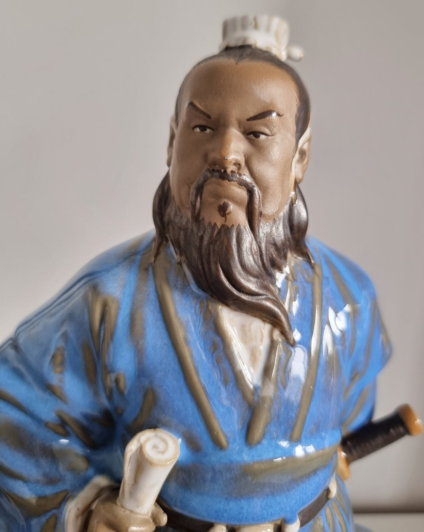 Vintage Three Kingdoms Period Cao Cao Pottery Statue