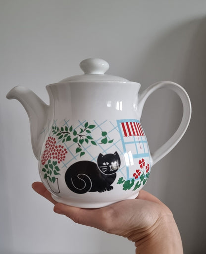 Retro Vintage Black Cat Teapot By Sadler