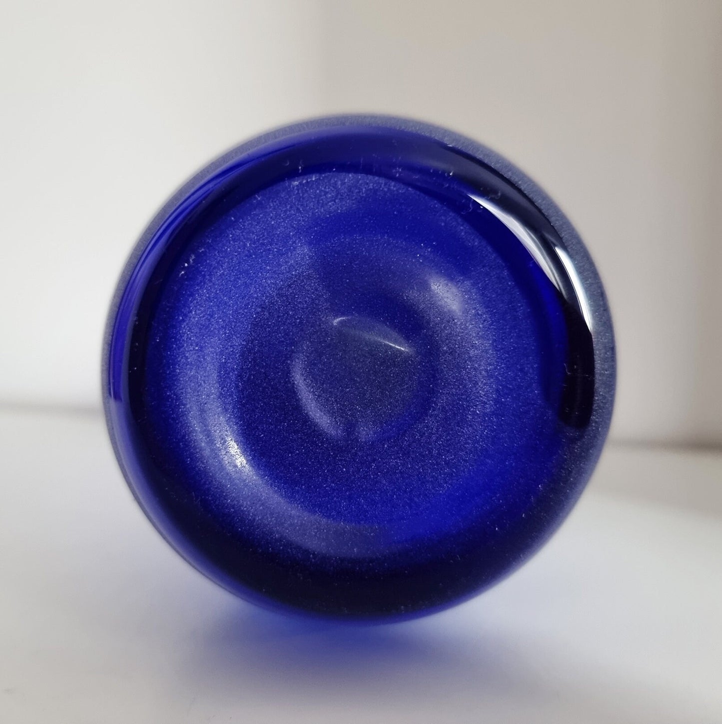 Vintage Cobalt Blue Frosted/Satin Swirl Design Glass Decanter Or Vase