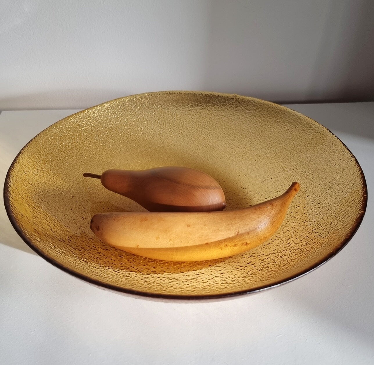 Vintage Amber Colour Textured Glass Bowl