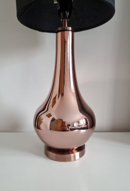 Lovely Rose Gold/Copper Colour Glass Table Lamp With Black Shade