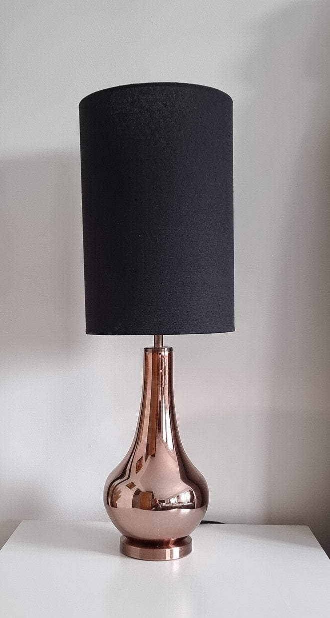 Lovely Rose Gold/Copper Colour Glass Table Lamp With Black Shade