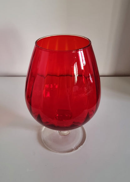 Vintage Italian Empoli Red Optic Glass Vase