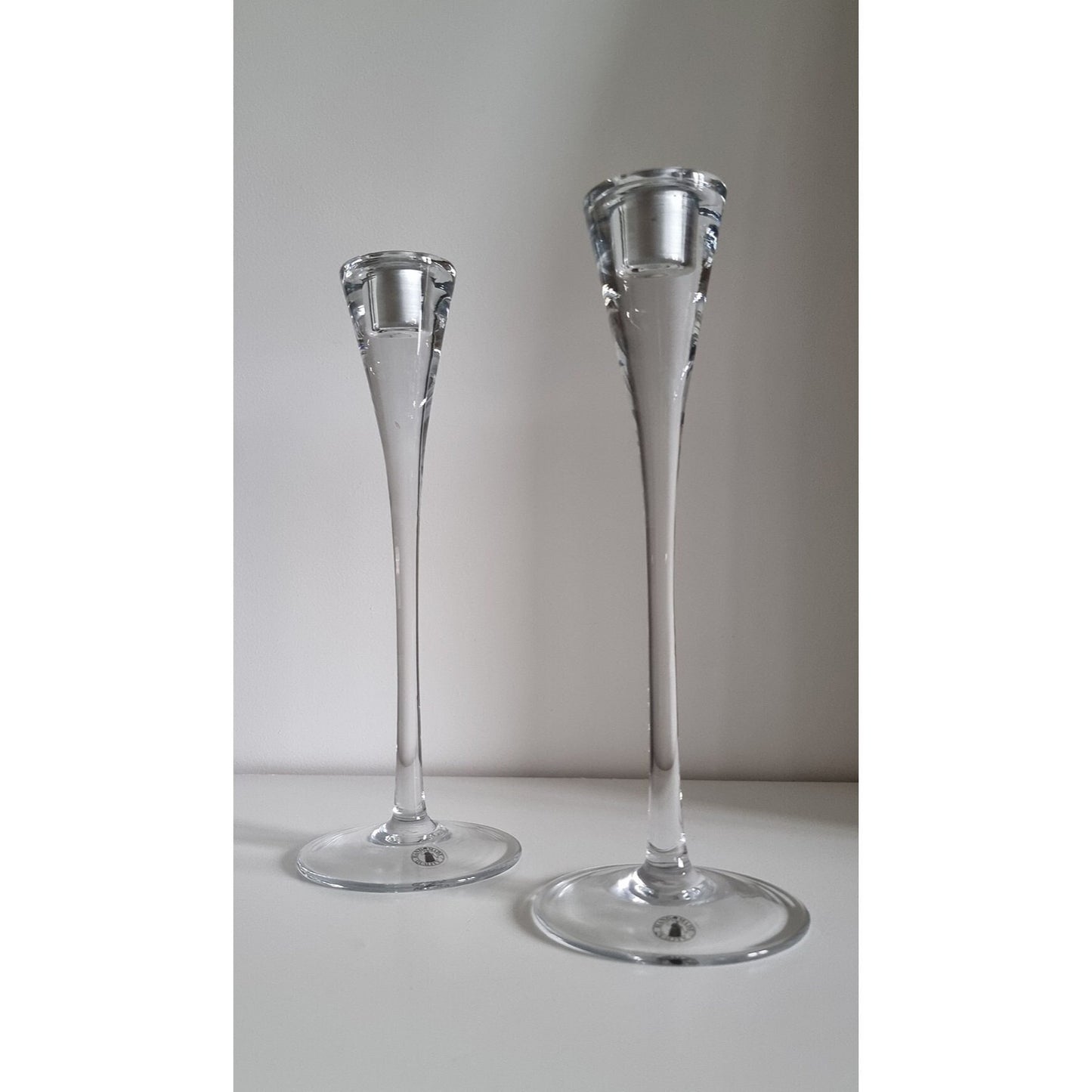 Pair Of Vintage Ikea Gästvänlig Glass Candlestick Holders Designed By Anne Nilsson