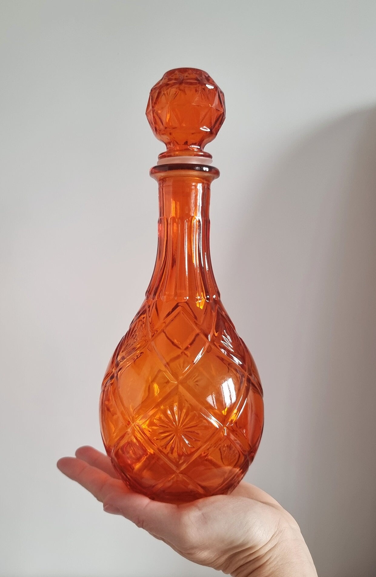 Lovely Decorative Orange Glass Decanter