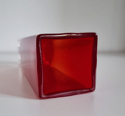 Vintage Japanese Red & Clear Glass Vase