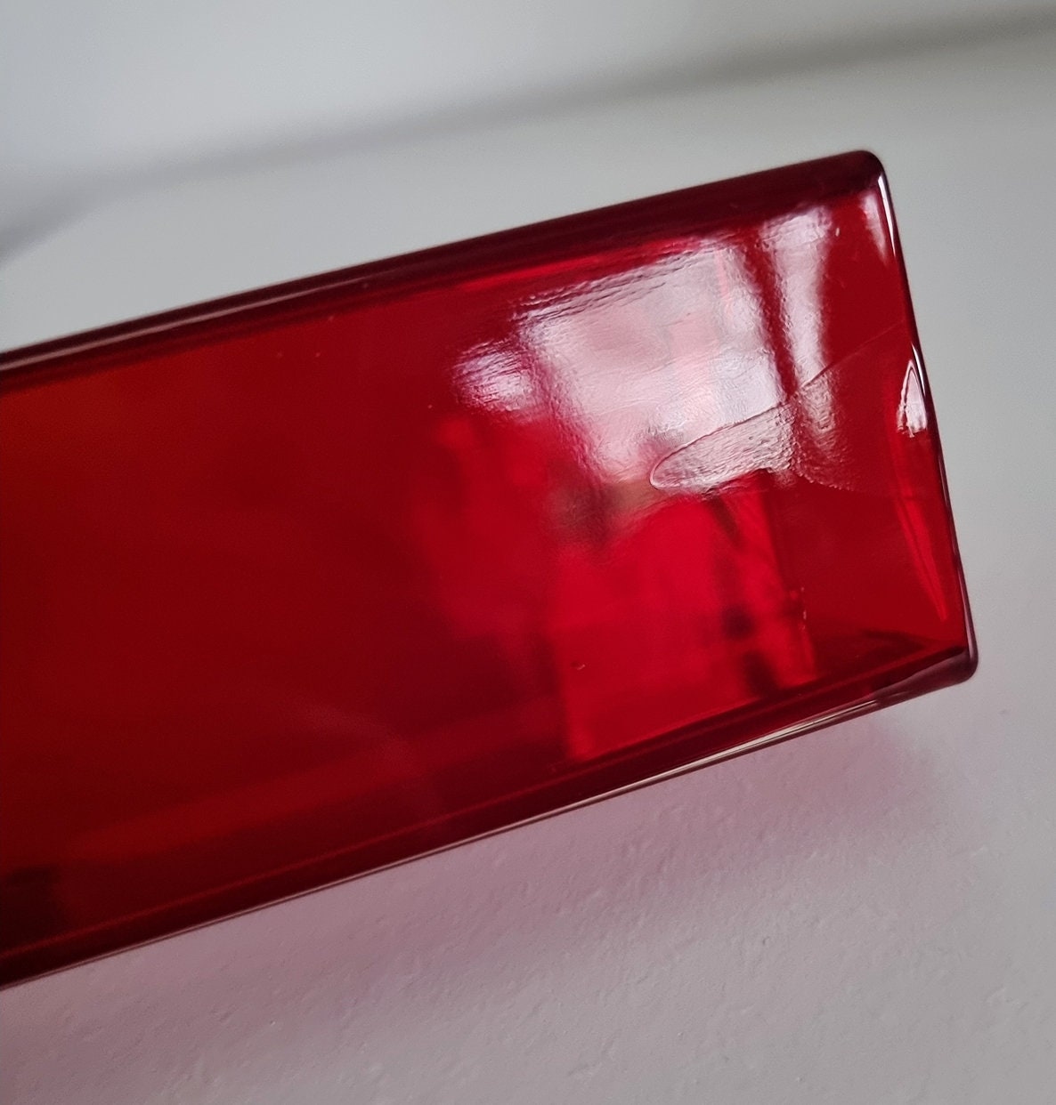 Vintage Japanese Red & Clear Glass Vase